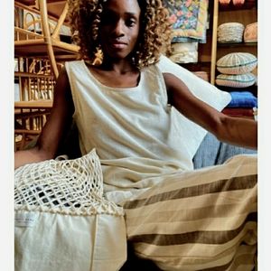 New York Laundry Natural Color linen sleeveless top size large NWT